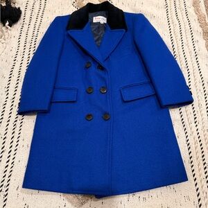Girls Royal Blue Wool-Blend Pea Coat | Quilted Lined | Size 5